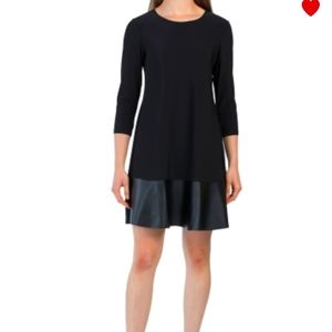 NWT ANNALEE & HOPE Made In Usa Faux Leather Hem Swing Dress size M
